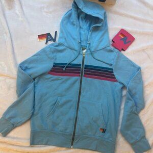 - NWT AVIATOR NATION UNISEX 5 STRIPE Zip HOODIE Sky Small. RARE